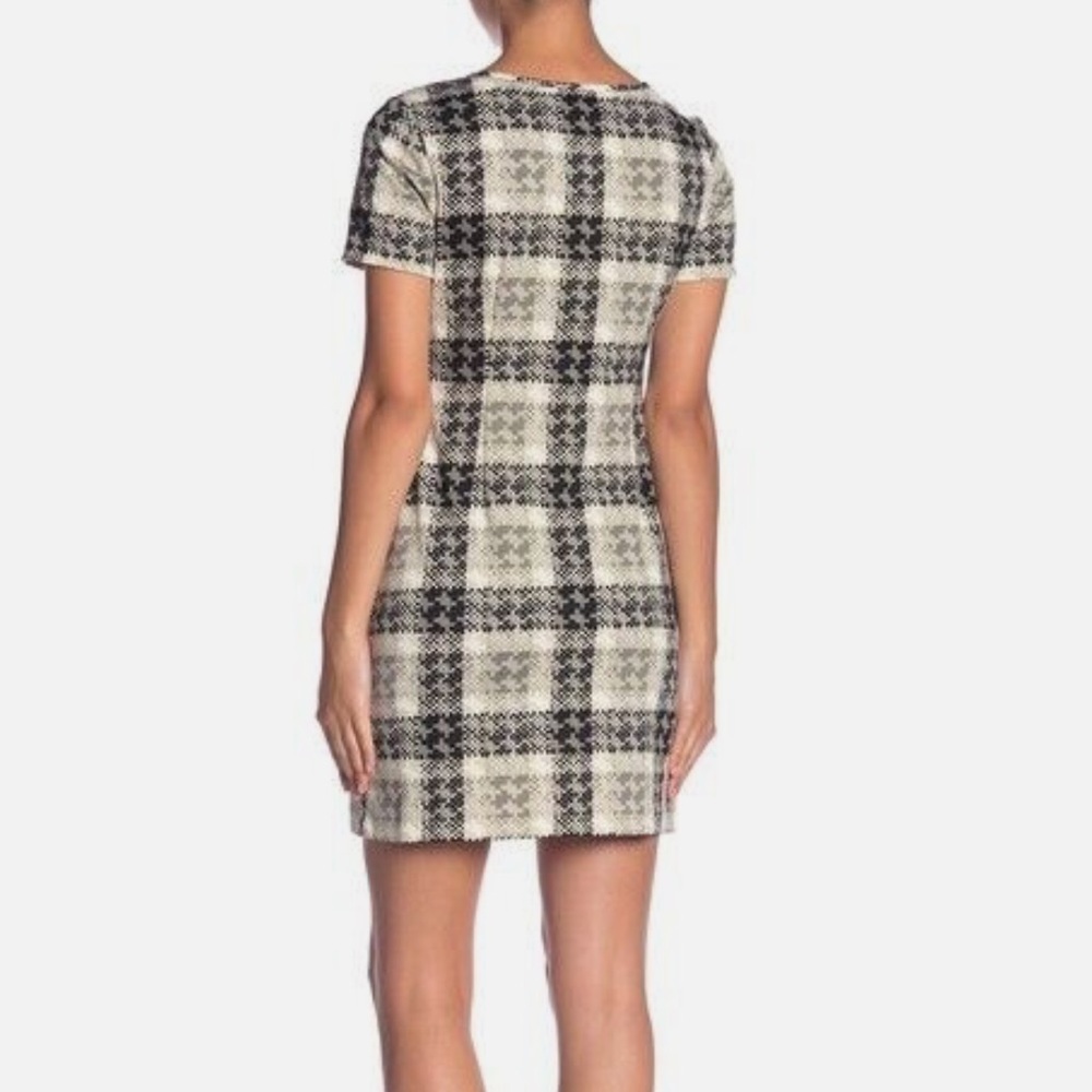 Eliza J. Sheath Short Sleeve Printed Sophisticated Dress Black Tan Sz 6 - Picture 2 of 12
